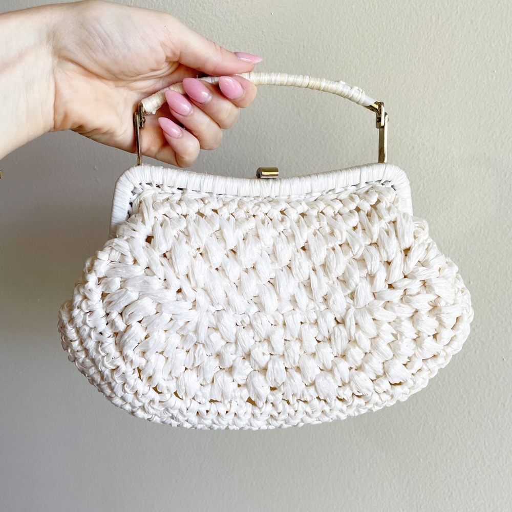 Marcus Brothers of Miami Vintage White Woven Bag 50s 60s - Picture 1 of 8